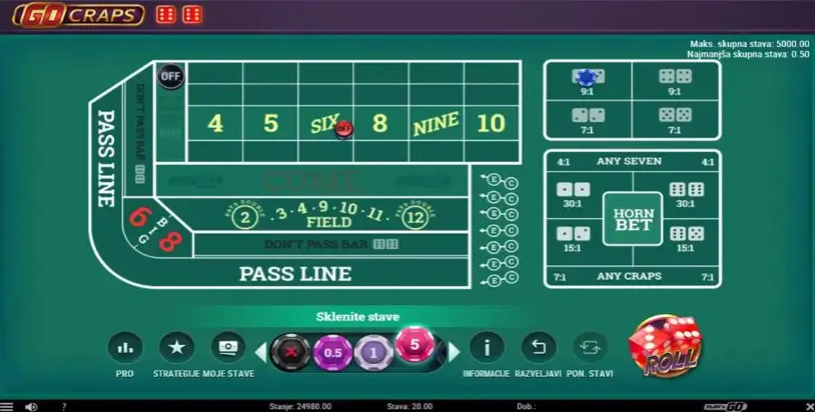 Igra Go Craps od Play’n GO