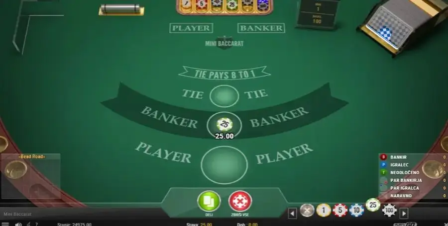 Igra Mini Baccarat od ponudnika Play’n GO