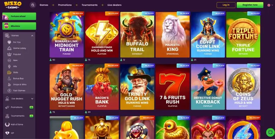 Igralni avtomati v Bizzo Casino