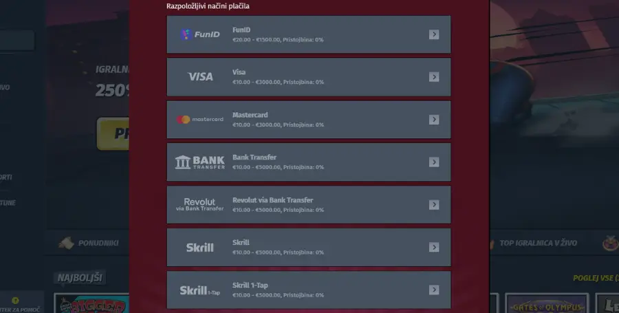Načini izplačil v AllySpin Casino