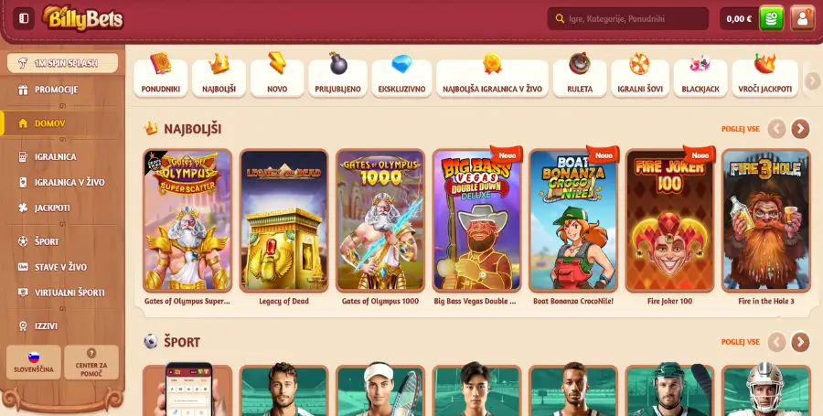 Pregled Iger v BillyBets Casino
