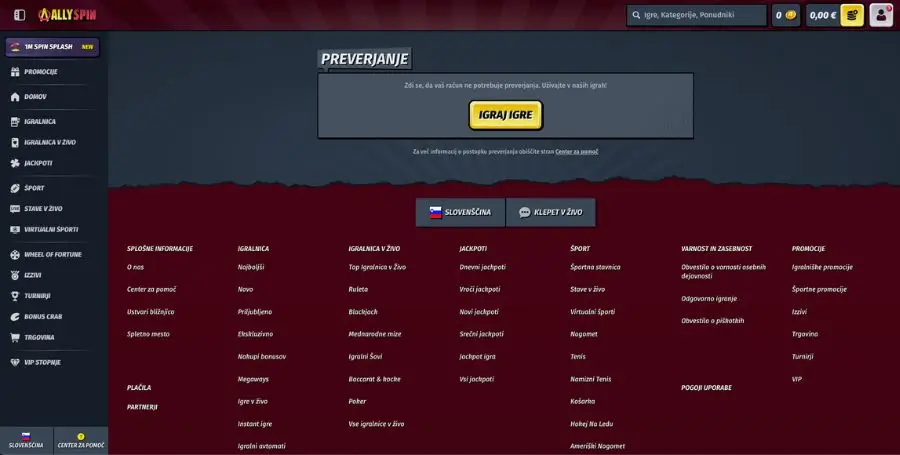Preverjanje identitete v AllySpin