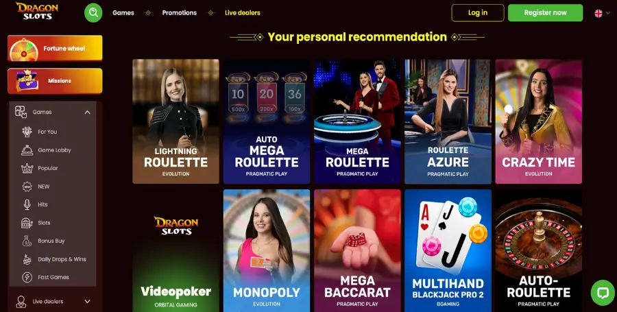 Prikaz Iger v Živo v DragonSlots Casino