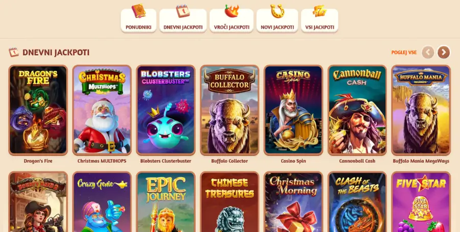 Prikaz Jackpot Iger v BillyBets Casino