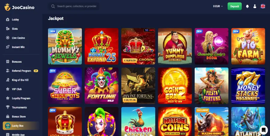 Prikaz Jackpot Iger v Joo Casino