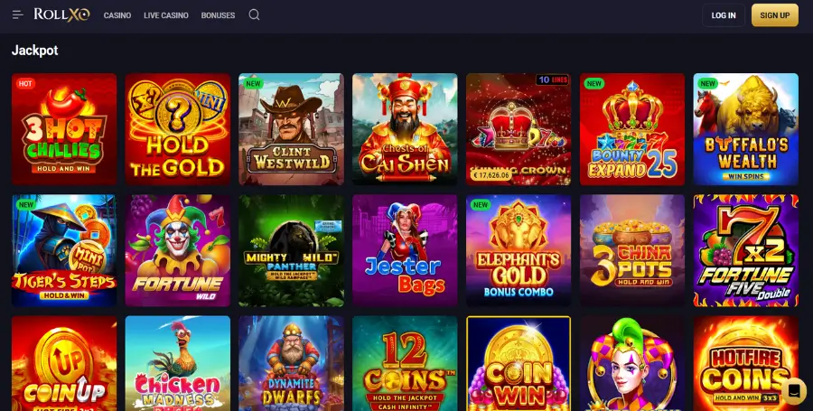 Prikaz Jackpot Iger v RollXO Casino