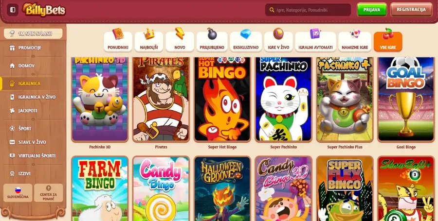 Prikaz Posebnih Iger v BillyBets Casino