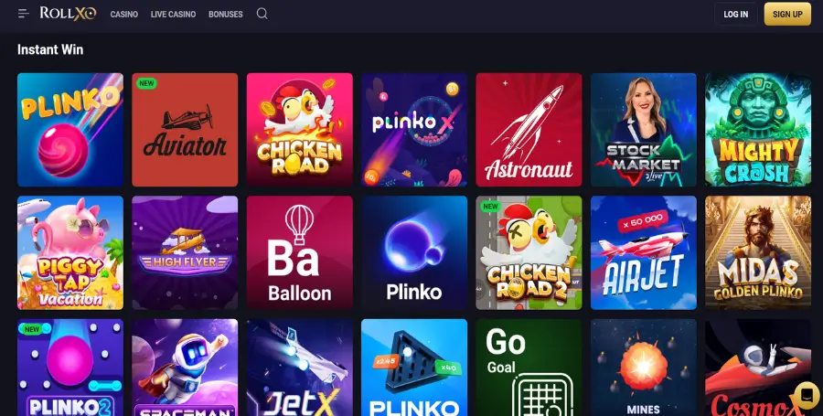 Prikaz Posebnih Iger v RollXO Casino