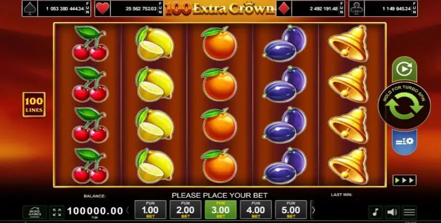Progresivni jackpot 100 Extra Crown