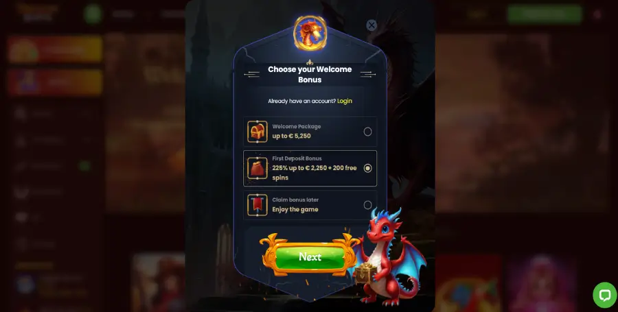 Registracija v DragonSlots Casino