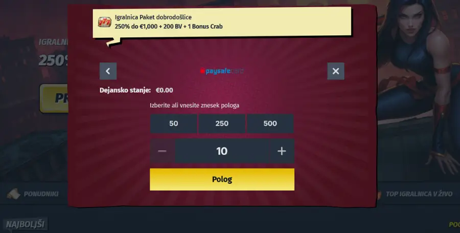 Vplačilo s Paysafecard v AllySpin Casino