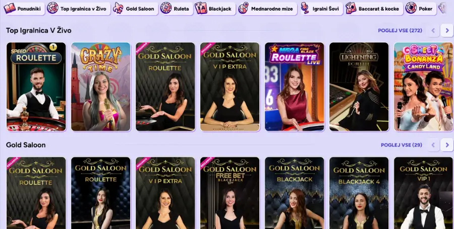 Prikaz Iger v Živo v Spinbara Casino