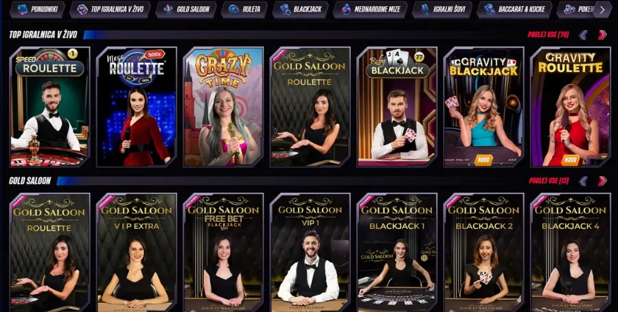 Prikaz Iger v Živo v Winrolla Casino