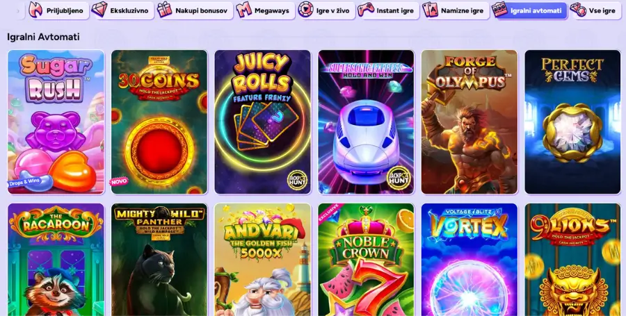 Prikaz Igralnih Avtomatov v Spinbara Casino