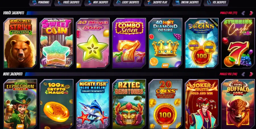 Prikaz Jackpot Iger v Winrolla Casino