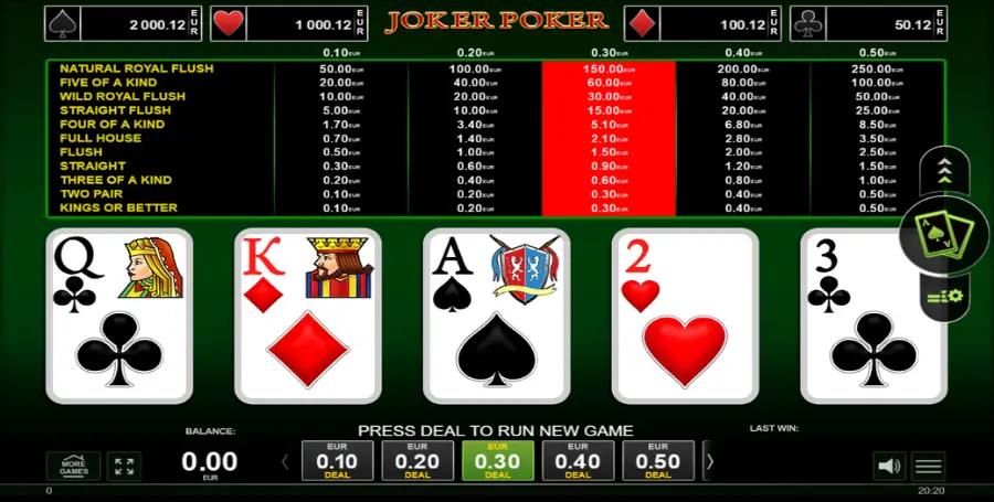 Prikaz Namizne Igre Joker Poker v Spinando Casino