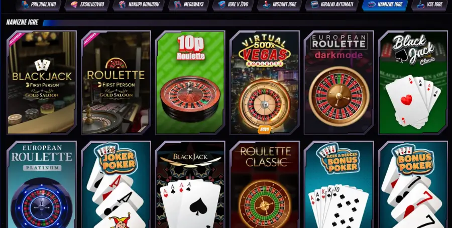 Prikaz Namiznih Iger v Winrolla Casino