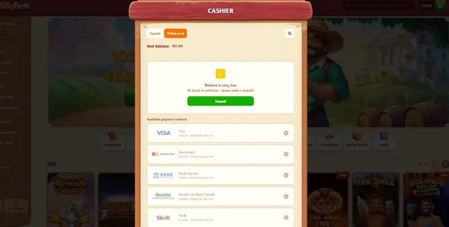 Prikaz Izplačila Dobitkov v Spletnem Kazinoju BillyBets