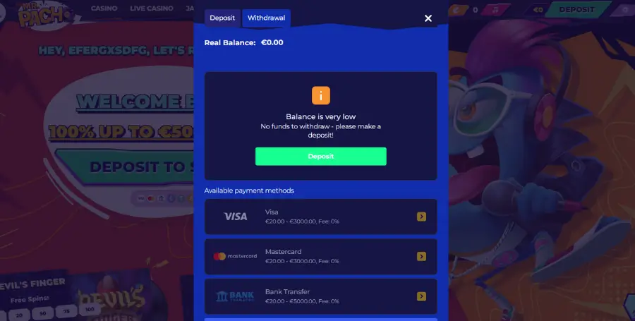 Prikaz Izplačila Dobitkov v Spletnem Kazinoju MrPacho Casino