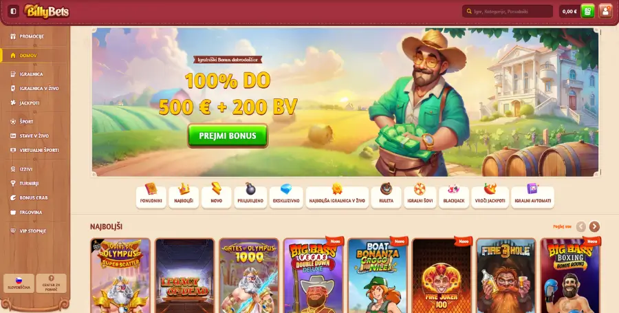 Prikaz Spletne Igralnice BillyBets Casino