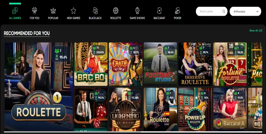 Prikaz Iger v Živo v Granawin Casino