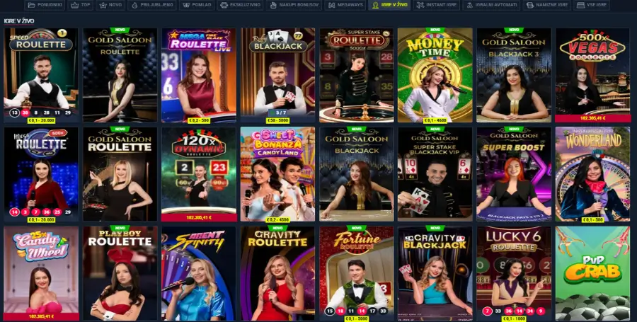 Prikaz Iger v Živo v Rabona Casino