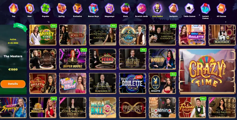 Prikaz Iger v Živo v Wazamba Casino