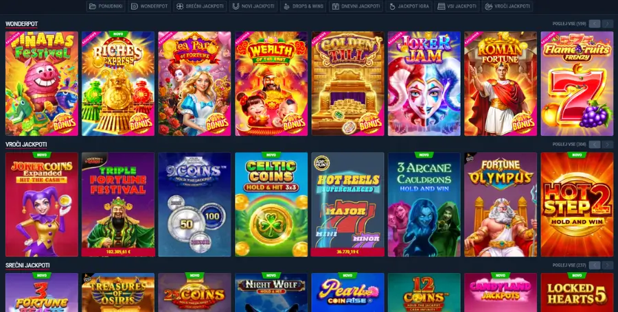 Prikaz Jackpot Iger v Rabona Casino