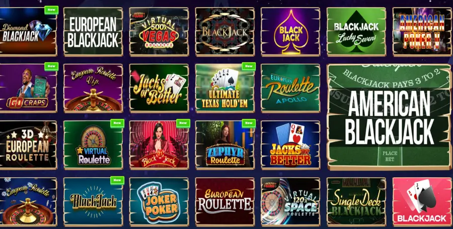 Prikaz Namiznih Iger v Wazamba Casino