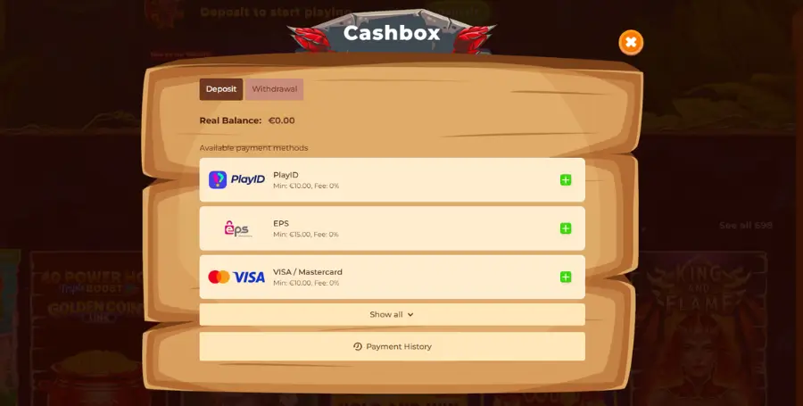 Prvo Vplačilo v Wazamba Casino