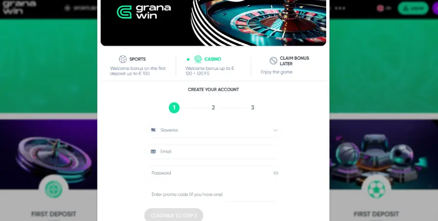 Registracija v Granawin Casino