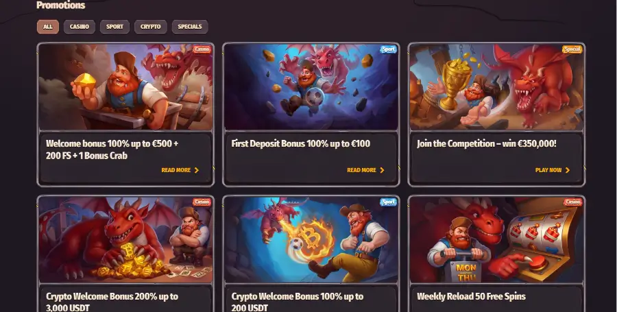 Tekom pregleda smo naleteli na številne reload bonuse, cashback ponudbe, brezplačne vrtljajev, in celo kripto bonuse