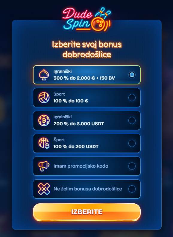 Ko je dobrodošlice enkrat konec, lahko aktiviraš tudi številne druge bonuse, ki se najdejo v razdelku s promocijami
