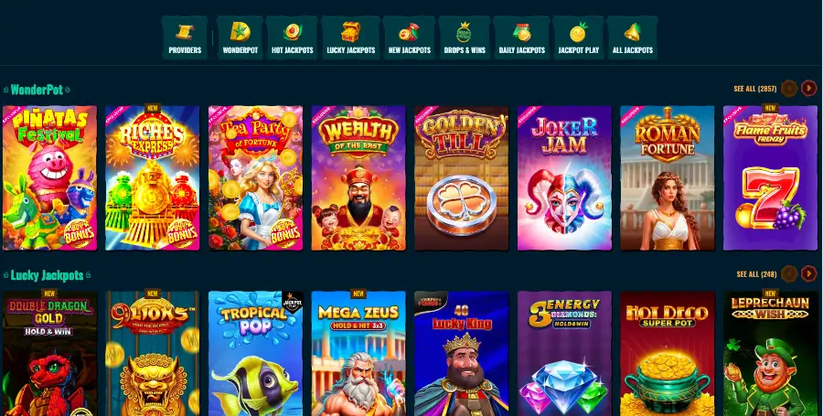 Prikaz Jackpot Iger v Spinanga Casino