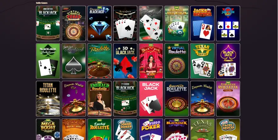 V Dragonia najdemo 200+ RNG miz najbolj popularnih namiznih iger, kot so ruleta, blackjack, poker, in bakarat