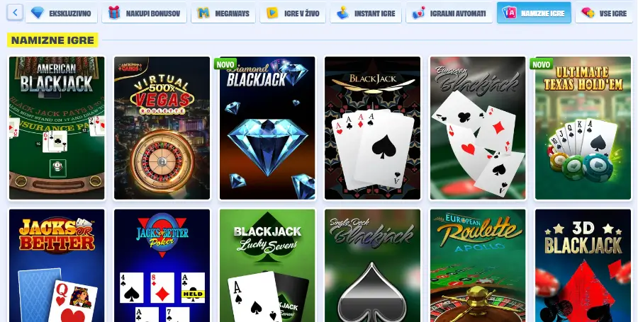 Prikaz Namiznih Iger v Onlyspins Casino