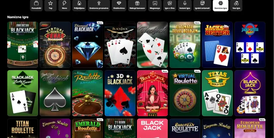 Prikaz Namiznih Iger v Spinit Casino