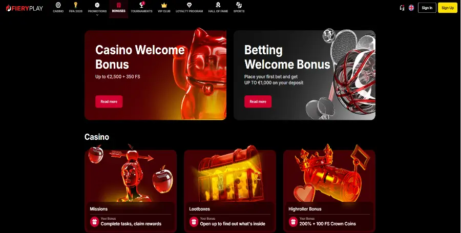 Pregled Bonusov v FieryPlay Casino
