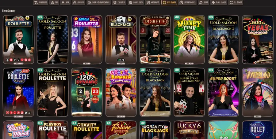 Prikaz Iger v Živo v Neon54 Casino