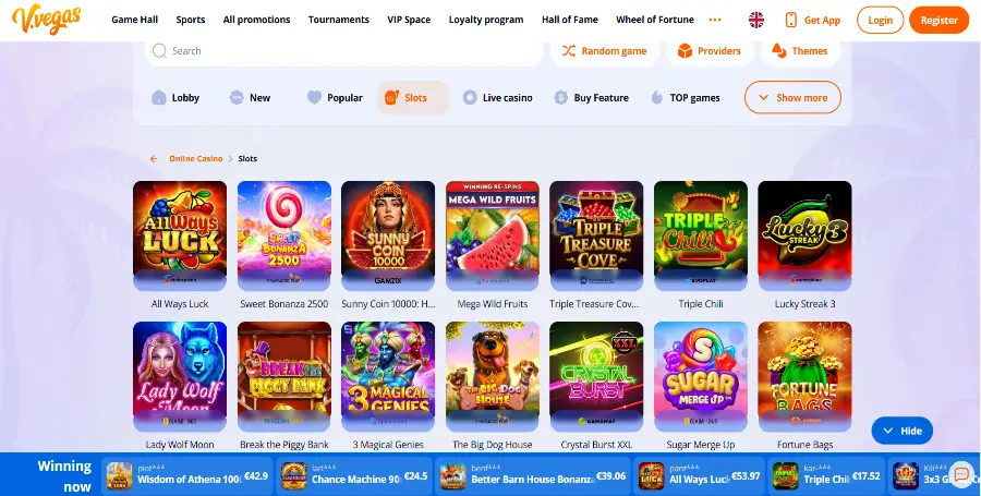 Prikaz Igralnih Avtomatov v V Vegas Casino