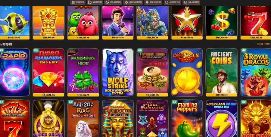 Prikaz Jackpot Iger v Neon54 Casino