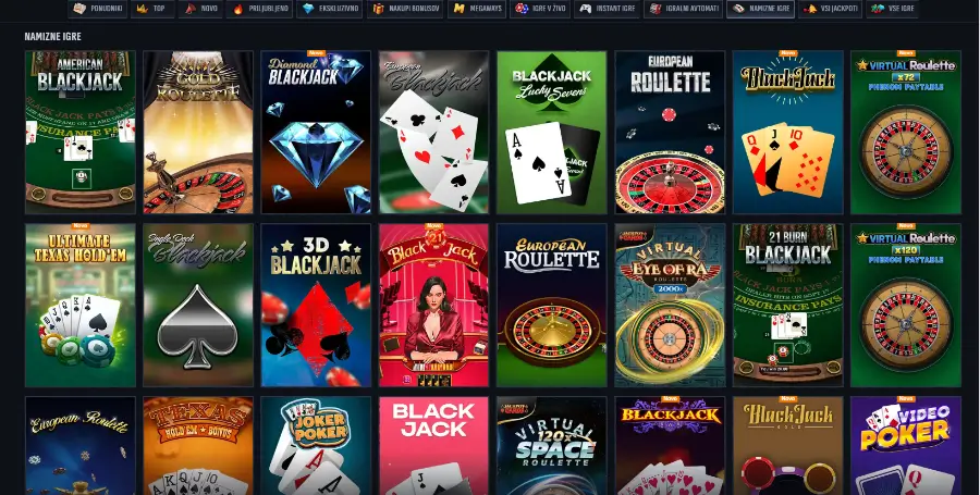 Prikaz Namiznih Iger v Mafia Casino