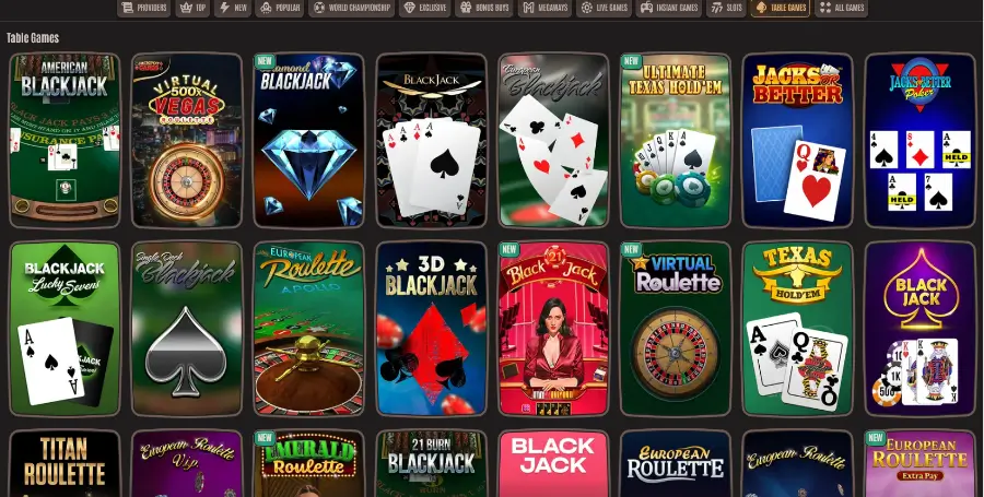 Prikaz Namiznih Iger v Neon54 Casino