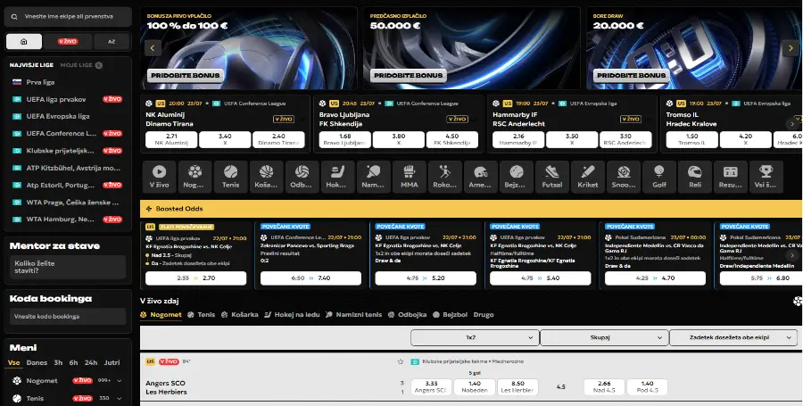 Prikaz Športne Stavnice v Spinsy Casino