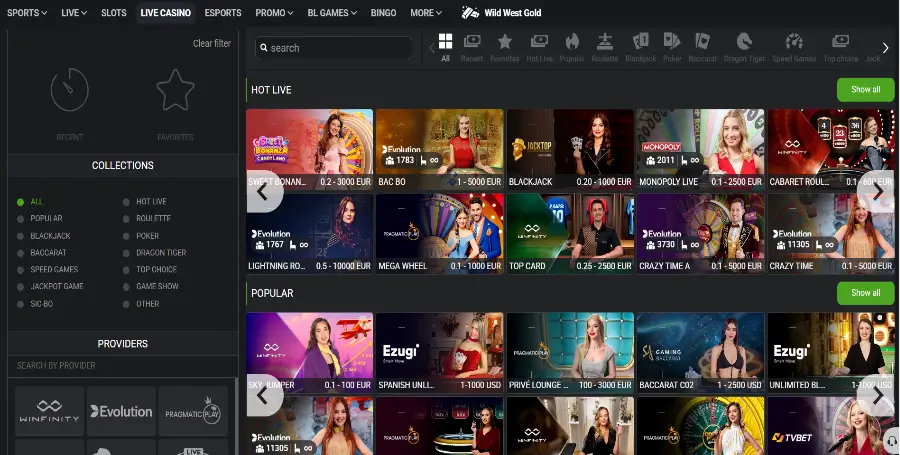 Prikaz Iger v Živo v Betlabel Casino