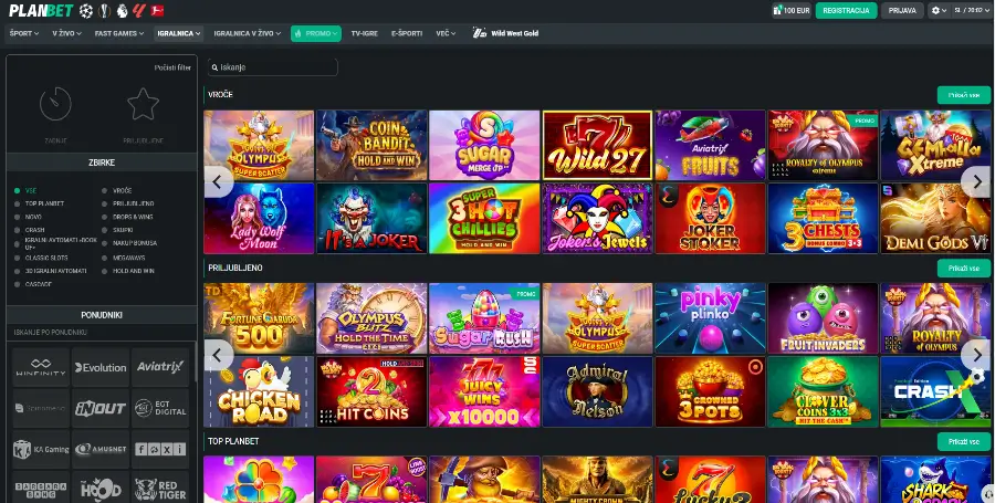 Prikaz Igralnih Avtomatov v Planbet Casino