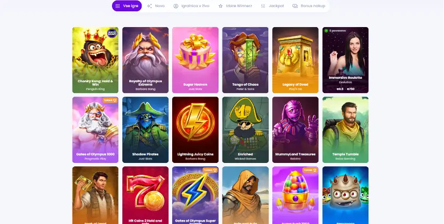 Prikaz Igralnih Avtomatov v Winnerz Casino