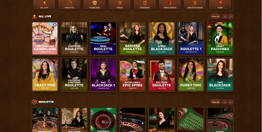 Prikaz Iger v Živo v Asino Casino