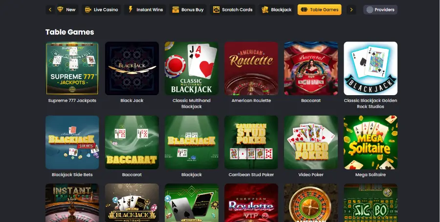 Prikaz Namiznih Iger v Spinline Casino