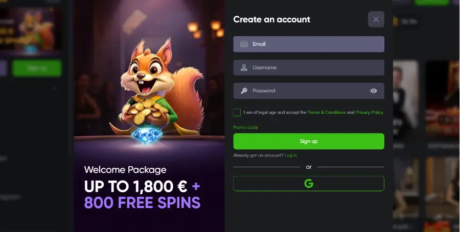 Registracija v Spinline Casino